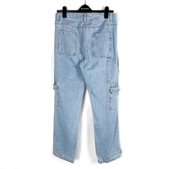 Superdown‎ Amanda Cargo Jeans Blue High Rise Pockets Straight Leg Sz 27 - Picture 9 of 11